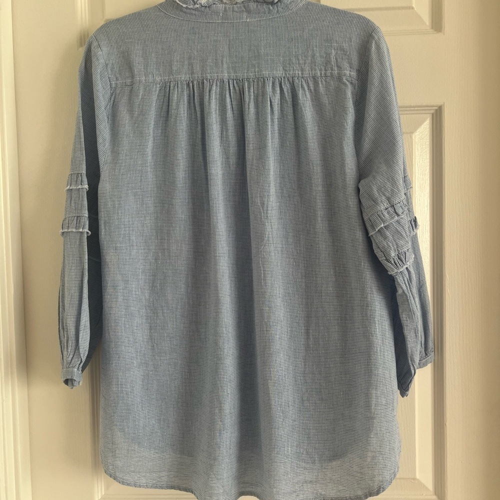 Dylan Tunic With Fray Ruffles. Hi/Lo. EUC. Size XS. Cotton/Linen blend. - Picture 4 of 9